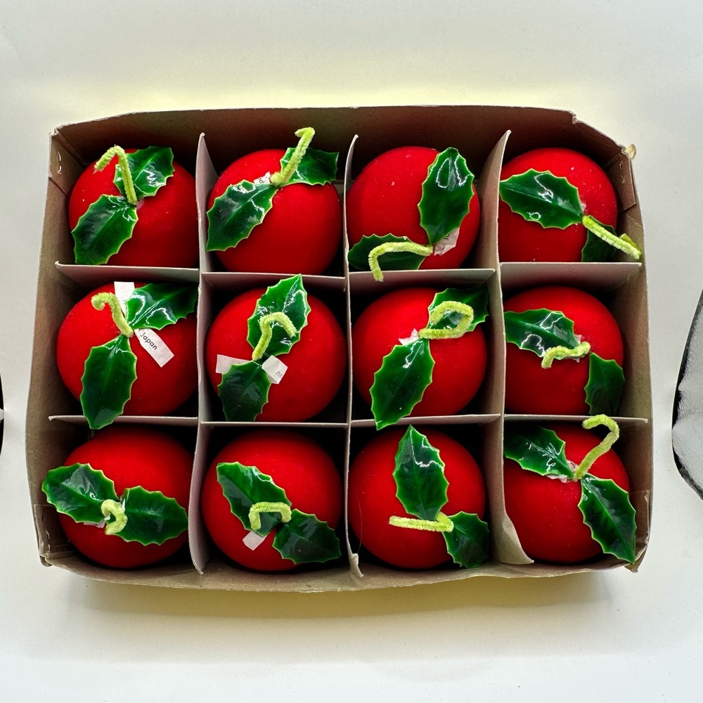 Set of 12 vintage apple Christmas ornaments- Made in Japan